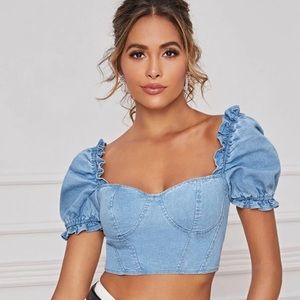 Bustier denim crop top